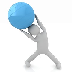 Image showing 3d man exercising position on fitness ball. My biggest pilates s