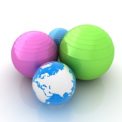 Image showing Pilates fitness ball and earth