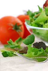 Image showing Baby greens and tomatoes