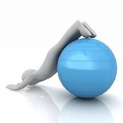 Image showing 3d man exercising position on fitness ball. My biggest pilates s