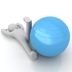 Image showing 3d man exercising position on fitness ball. My biggest pilates s