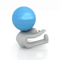 Image showing 3d man exercising position on fitness ball. My biggest pilates s