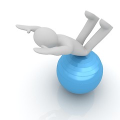 Image showing 3d man exercising position on fitness ball. My biggest pilates s