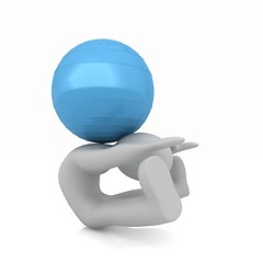 Image showing 3d man exercising position on fitness ball. My biggest pilates s