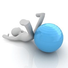 Image showing 3d man exercising position on fitness ball. My biggest pilates s