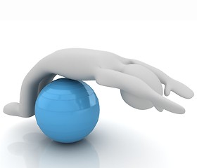 Image showing 3d man exercising position on fitness ball. My biggest pilates s