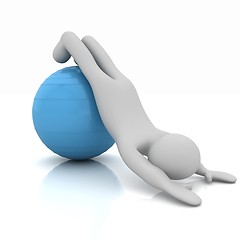 Image showing 3d man exercising position on fitness ball. My biggest pilates s