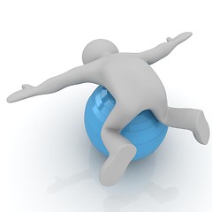 Image showing 3d man exercising position on fitness ball. My biggest pilates s