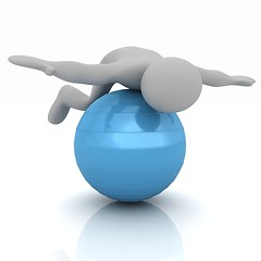 Image showing 3d man exercising position on fitness ball. My biggest pilates s