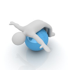 Image showing 3d man exercising position on fitness ball. My biggest pilates s