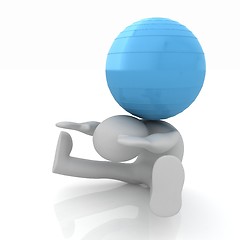 Image showing 3d man exercising position on fitness ball. My biggest pilates s