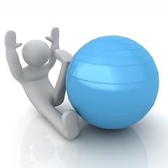 Image showing 3d man exercising position on fitness ball. My biggest pilates s