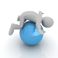 Image showing 3d man exercising position on fitness ball. My biggest pilates s