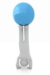 Image showing 3d man exercising position on fitness ball. My biggest pilates s