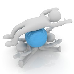 Image showing 3d man exercising position on fitness ball. My biggest pilates s