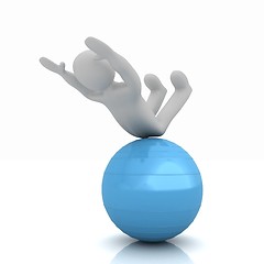 Image showing 3d man exercising position on fitness ball. My biggest pilates s