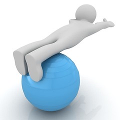 Image showing 3d man exercising position on fitness ball. My biggest pilates s