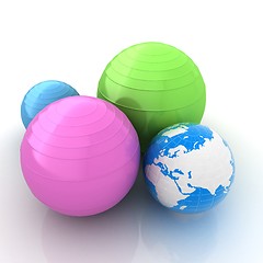 Image showing Pilates fitness ball and earth