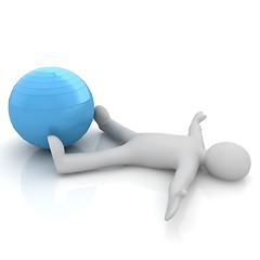 Image showing 3d man exercising position on fitness ball. My biggest pilates s