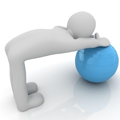 Image showing 3d man exercising position on fitness ball. My biggest pilates s