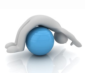 Image showing 3d man exercising position on fitness ball. My biggest pilates s