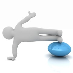 Image showing 3d man exercising position on fitness ball. My biggest pilates s