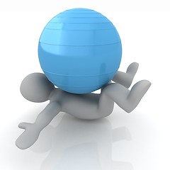 Image showing 3d man exercising position on fitness ball. My biggest pilates s