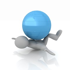 Image showing 3d man exercising position on fitness ball. My biggest pilates s