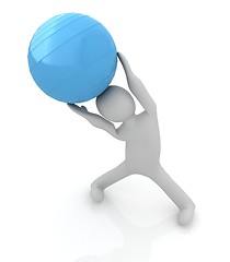 Image showing 3d man exercising position on fitness ball. My biggest pilates s