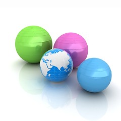 Image showing Pilates fitness ball and earth