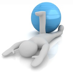 Image showing 3d man exercising position on fitness ball. My biggest pilates s