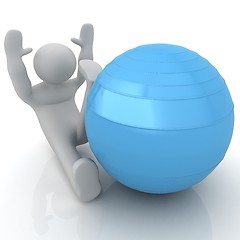 Image showing 3d man exercising position on fitness ball. My biggest pilates s