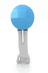 Image showing 3d man exercising position on fitness ball. My biggest pilates s