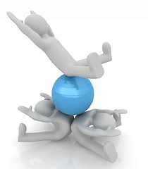 Image showing 3d man exercising position on fitness ball. My biggest pilates s