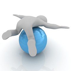 Image showing 3d man exercising position on fitness ball. My biggest pilates s