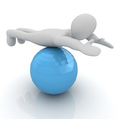 Image showing 3d man exercising position on fitness ball. My biggest pilates s