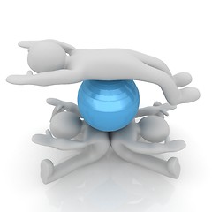 Image showing 3d man exercising position on fitness ball. My biggest pilates s