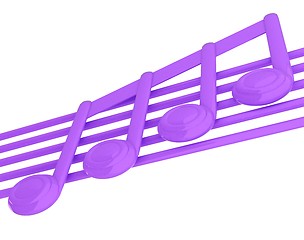 Image showing 3D music note on staves