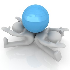 Image showing 3d man exercising position on fitness ball. My biggest pilates s