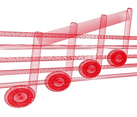 Image showing 3D music note on staves