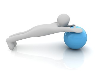 Image showing 3d man exercising position on fitness ball. My biggest pilates s