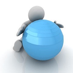 Image showing 3d man exercising position on fitness ball. My biggest pilates s