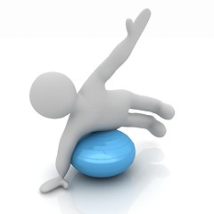 Image showing 3d man exercising position on fitness ball. My biggest pilates s