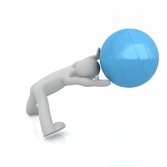 Image showing 3d man exercising position on fitness ball. My biggest pilates s