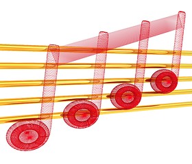 Image showing 3D music note on staves