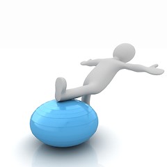 Image showing 3d man exercising position on fitness ball. My biggest pilates s