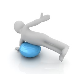 Image showing 3d man exercising position on fitness ball. My biggest pilates s