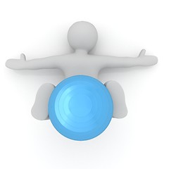 Image showing 3d man exercising position on fitness ball. My biggest pilates s