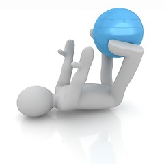 Image showing 3d man exercising position on fitness ball. My biggest pilates s