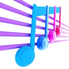 Image showing 3D music note on staves